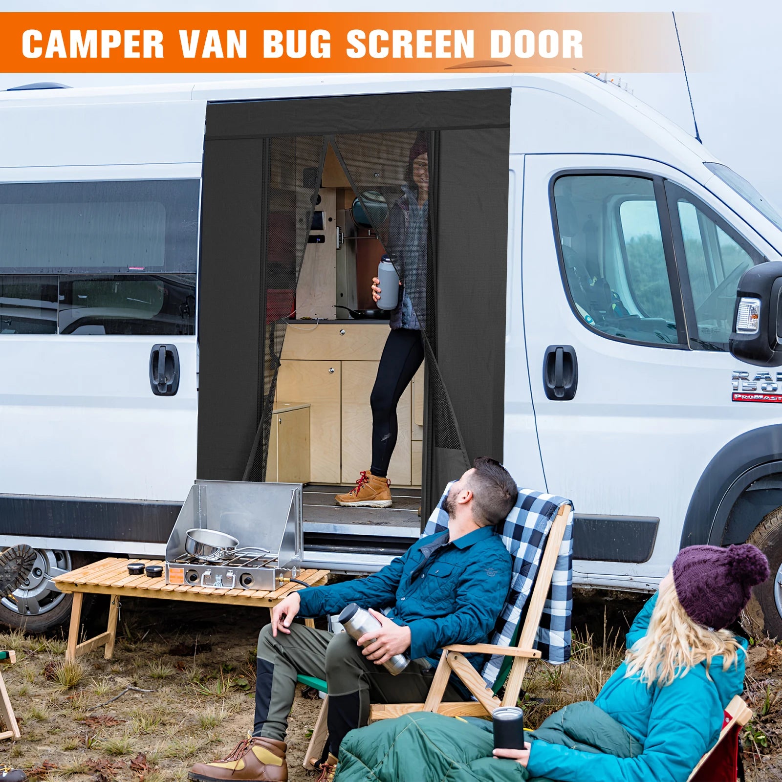 Magnetic Screen Door, Mosquito Net for VW T5 T6 Sliding Door Fly Screen Insect Protection and Sun Protection Side Door Shade Net