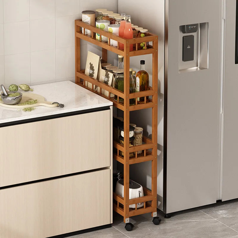 Kitchen multi-functional storage rack, crevice trolley, household living room mobile bathroom multi-layer floor-standing storage