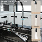 New Stainless Steel Waterfall Kitchen Sink Embossed Extra Large Single Slot Digital Display Dishwashing Sinks With Draining Rack