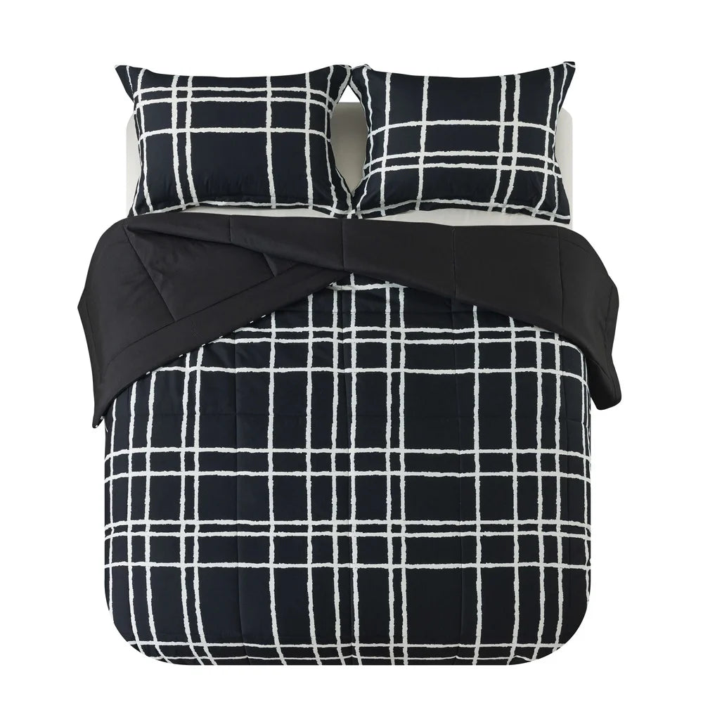 7 Piece Reversible Comforter Set with Sheets Pillow Shams Soft Polyester Machine Washable Bedding Set Adults Teens Kids