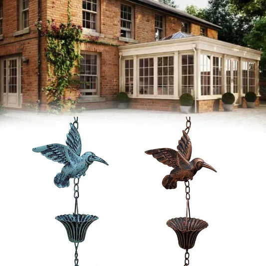 8.5ft Rain Chain Metal Vintage Bird Rain Chain Pendant Suitable For Outdoor Gutter Downspout Hardware Parts Garden Eaves Decor