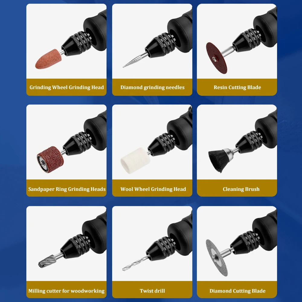 Mini Electric Drill Power Tools Drill 18000r/min Grinder Grinding Set Hand-held Drilling Machine Stepless Speed Regulation Drill