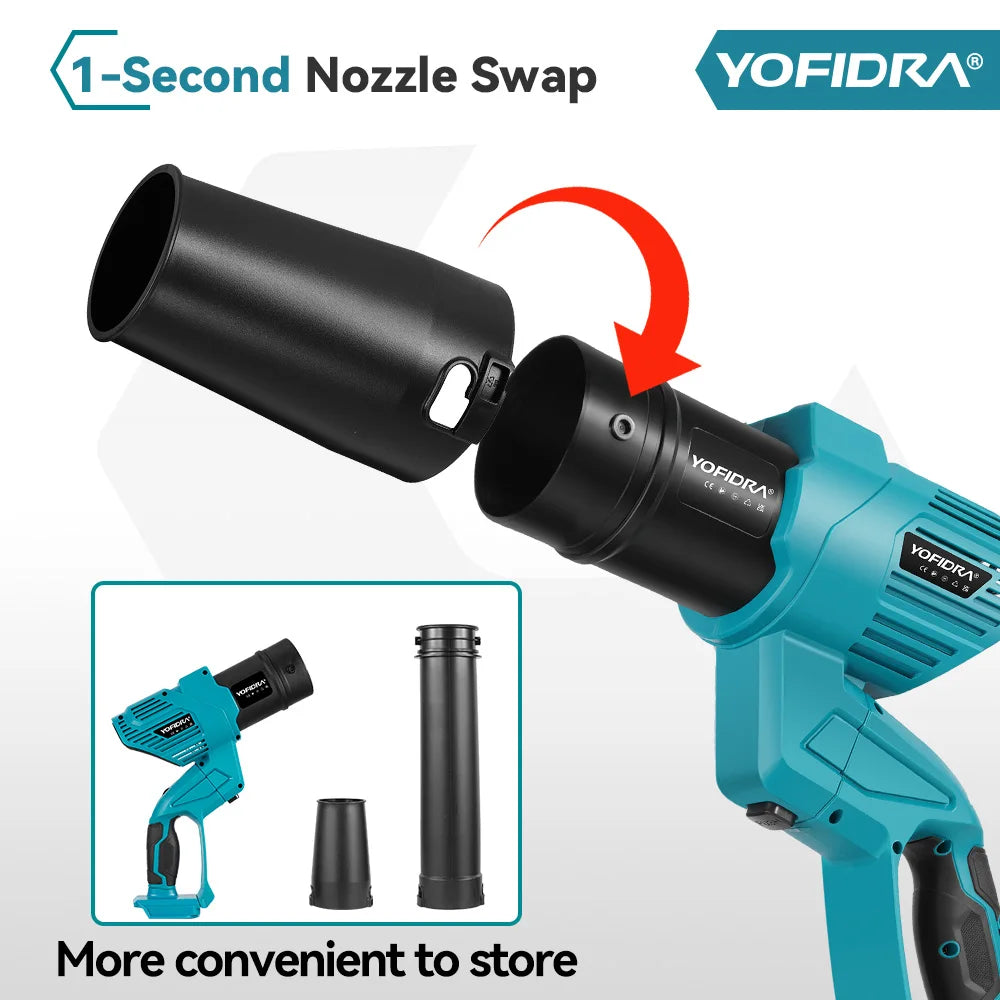 YOFIDRA 2In1 3000W Brushless Electric Turbo Fan Blowers Air Blower Leaf Snow Dust Cleaning Power Tool For Makita 18V Battery Pin