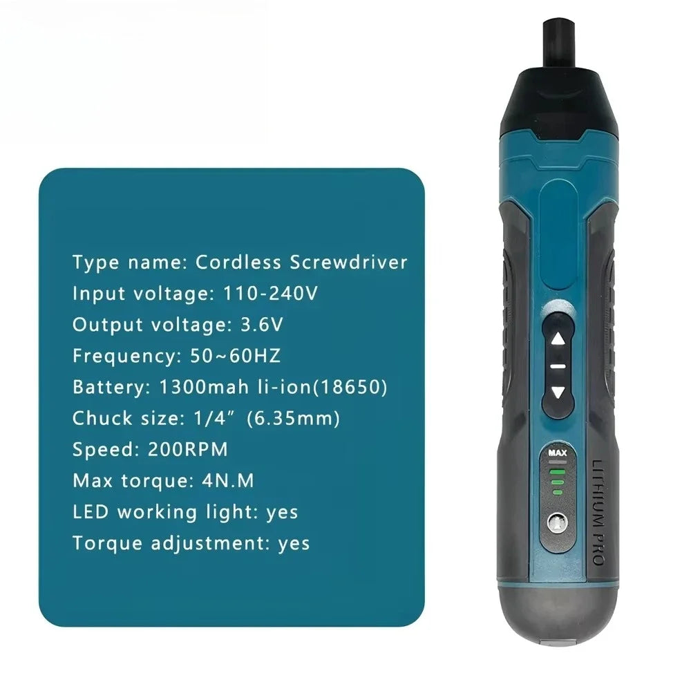 Rechargeable Cordless Electric Screwdriver Mini Drill Power Tools Set Multifuncntion Power Drill Kits Set Household Maintenance
