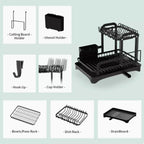 Sturdy Kitchen Dish Rack Space Saving Countertop Shelf Bowl and Utensil Organizer Storage Rack