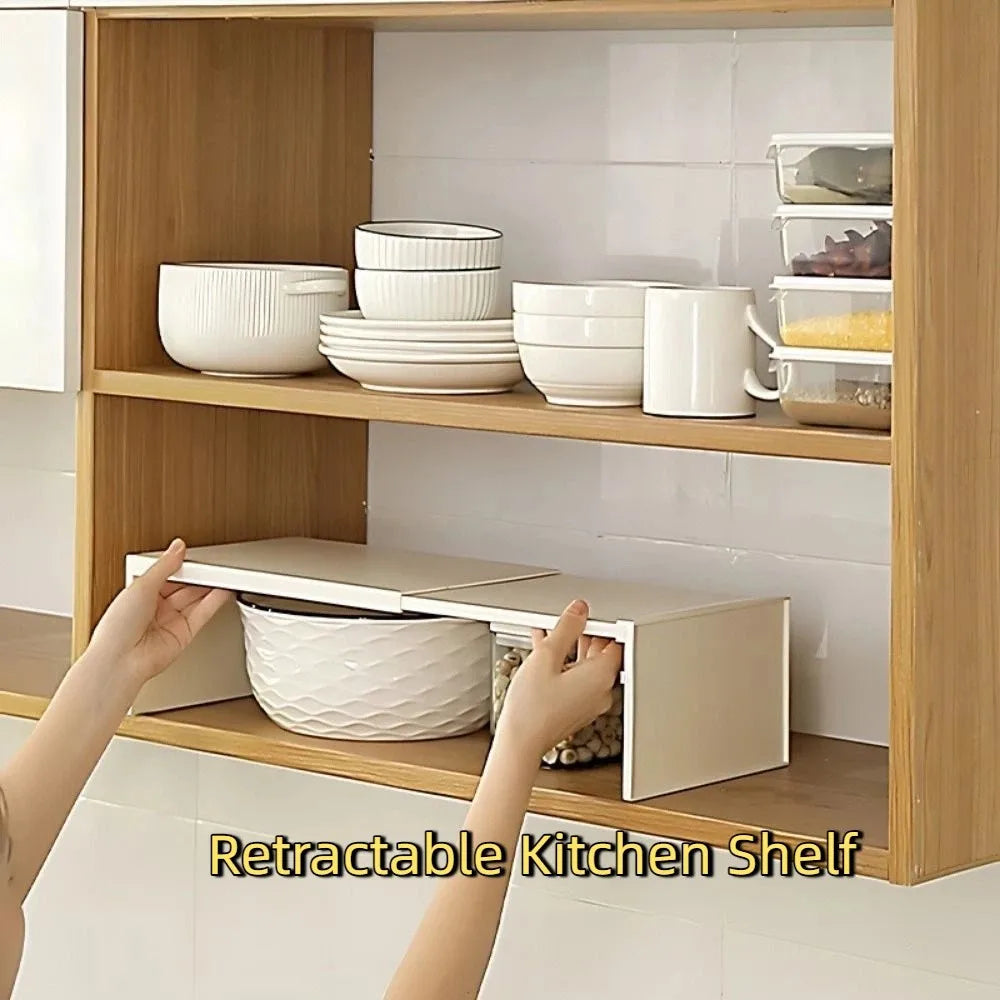 Modern Plastic Retractable Kitchen Shelf Adjustable Non-slip Dish Shelf Space Saving Minimalist Shoe Rack Pantry