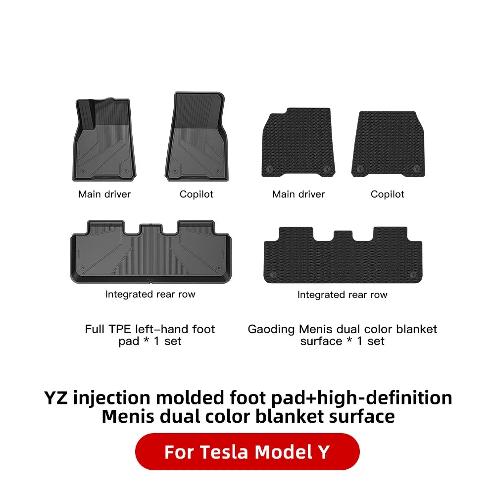 YZ For Tesla Floor Mats Model 3 Y 2021-2024 Car Four Seasons Waterproof Non-slip Floor Mat NEW  TPE Special Car Accessories