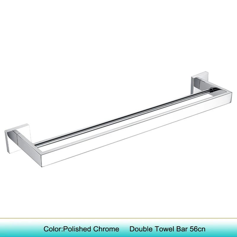 Chrome Polished WC Accessories Toilet Paper Holder Wall Hook Towel Bar Robe Hanger Rack Stainless Steel Bathroom Hardware Set