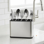 Stainless Steel Kitchen Cutlery Organizer Drainable Rust Proof Chopstick Shelf Box Compartment Large Capacity Spoon Storage Rack
