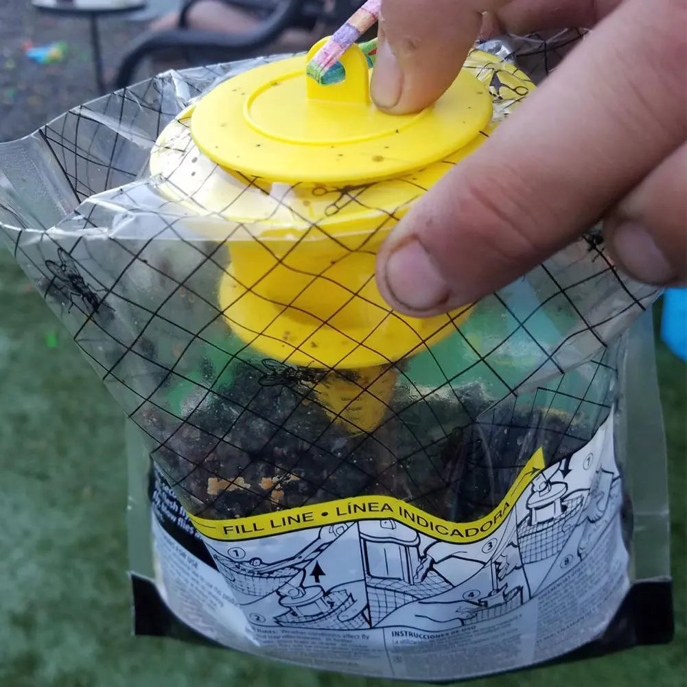 Hanging Flies Trap with Fly Bait Disposable Mosquito Trap Catcher Non-Toxic Fly Wasp Insect Bug Killer for Outdoor Garden Farm