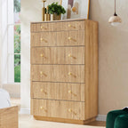 Fluted Dresser for Bedroom, 48" H 7 Drawer Dressers, Wood Tall Dresser Storage Organizer, Modern Bedroom Chest with Deep Storage