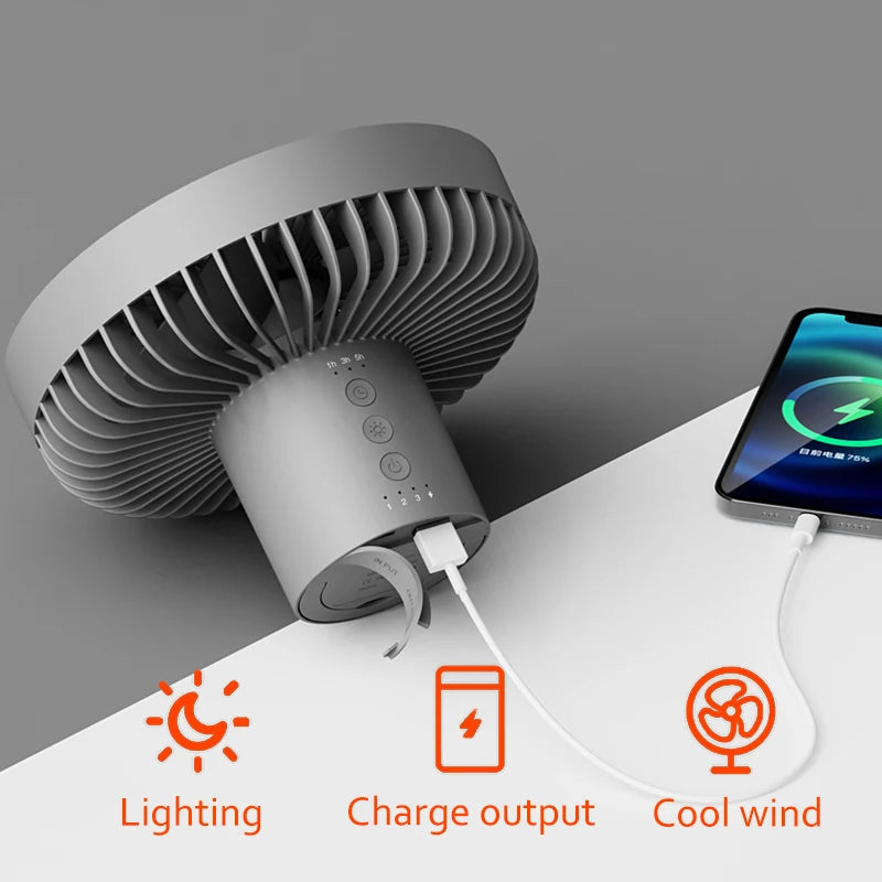 10000mAh Camping Fan Rechargeable Desktop Portable Circulator Wireless