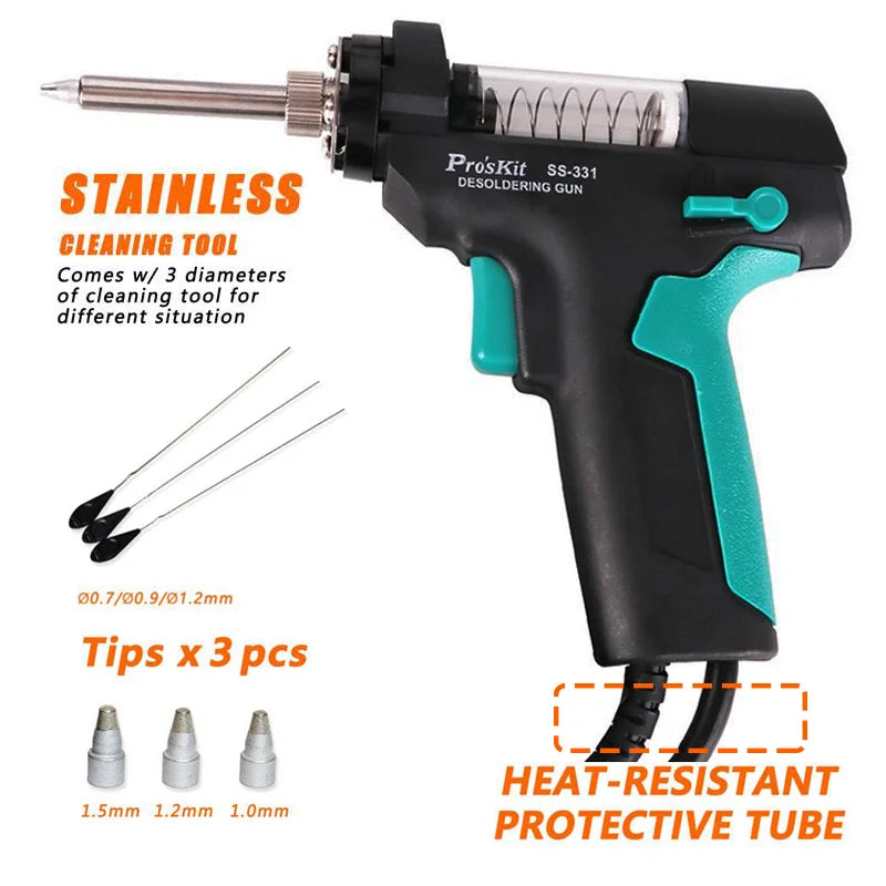 Pro'sKit SS-331H Desoldering station LCD Digital Electric Soldering Suction Pump High Power Strong Auto Sleep Vacuum Solder Gun