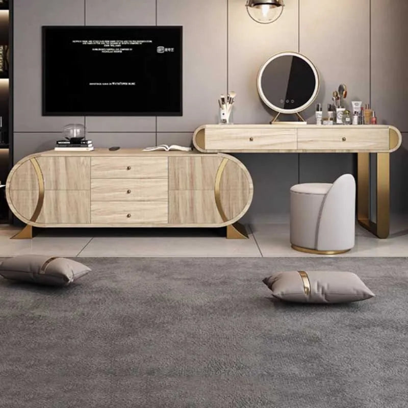 Cabinet Storage Luxury Vanity Table Modern Nordic Vanity Desk Light Mirror Dressers Drawers Make Up Tocador Maquillaje Furniture