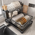 Dish Drying Rack Kitchen Adjustable Steel 2 Tier Plates Organizer Dish Bowl Drainer Storage Rack Kitchen Utensils