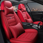Car Seat Covers Red Full Set Luxury 2 Front Rear Seat Cover PU Leather  Winter Auto Protector Accessories ﻿