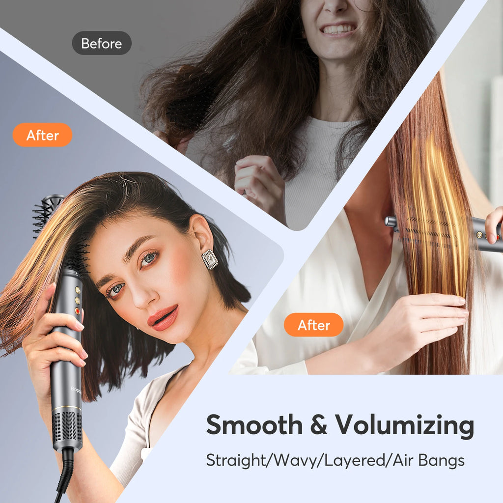 5-in-1 Hair Dryer Airstyler Ion Multistyler Hot Air Brush, 110,000 rpm with 32 mm Automatic Curling Iron, Straightener