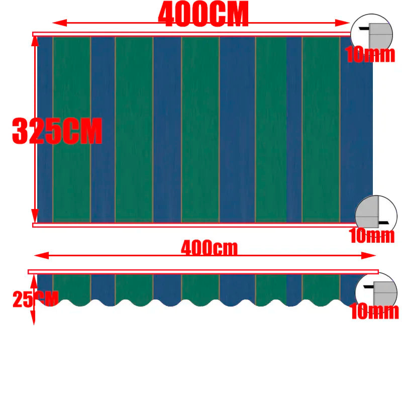Retractable Patio Awning Replacement Fabric Cloth, Durable Exterior Sunshade, Canopy Cloth, Red and Orange Strips, RV Blind, 10