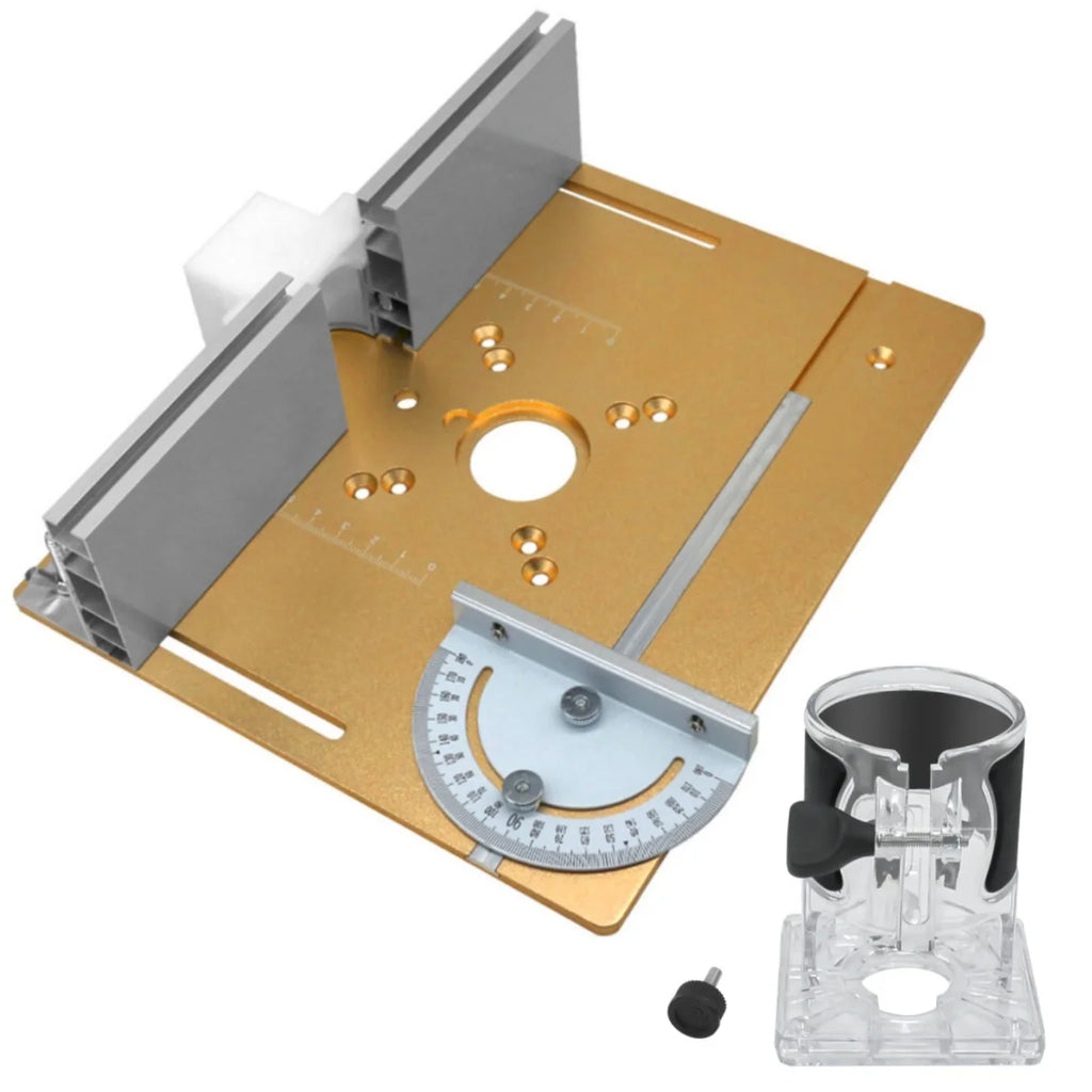 Aluminum Router Table Insert Plate w/ Miter Gauge & Fence, Flip Plate & Router Base, Required for Table Saws Workbenches Trimmer