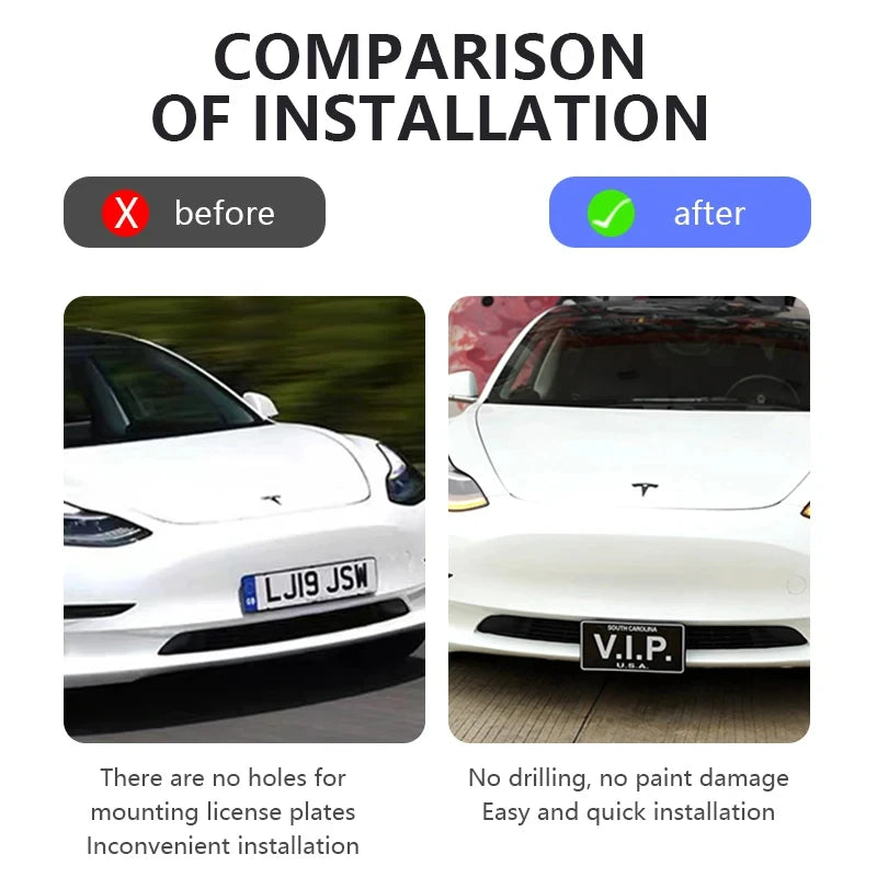 For Tesla Model 3 Y 2023 2024 Update Car Lifting License Plate Frame Portable American Standard Interior Parts Accessories