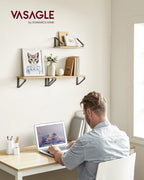 VASAGLE wall shelf industrial design suspension rack set of 3 wall mounted