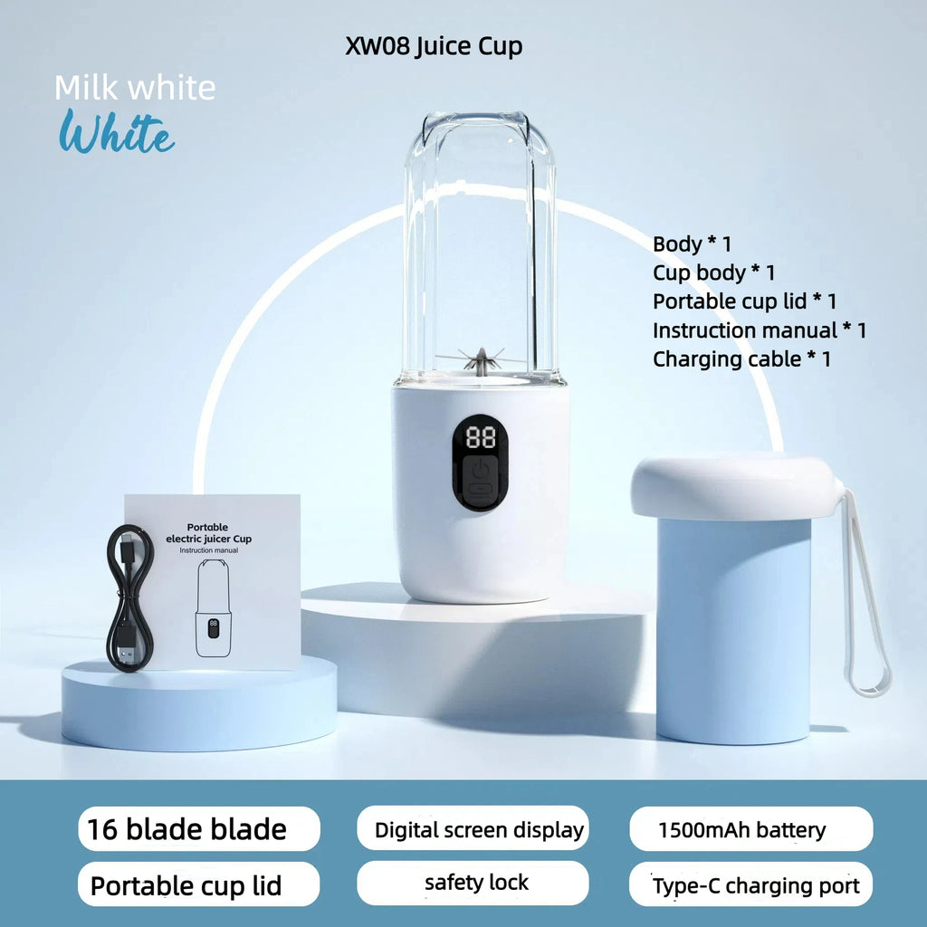 HOMEFISH 2PCS Juice Extractor Juice Cup Portable Rechargeable Small Juice Cup Home and Outdoor Multifunctional Juice Mixing
