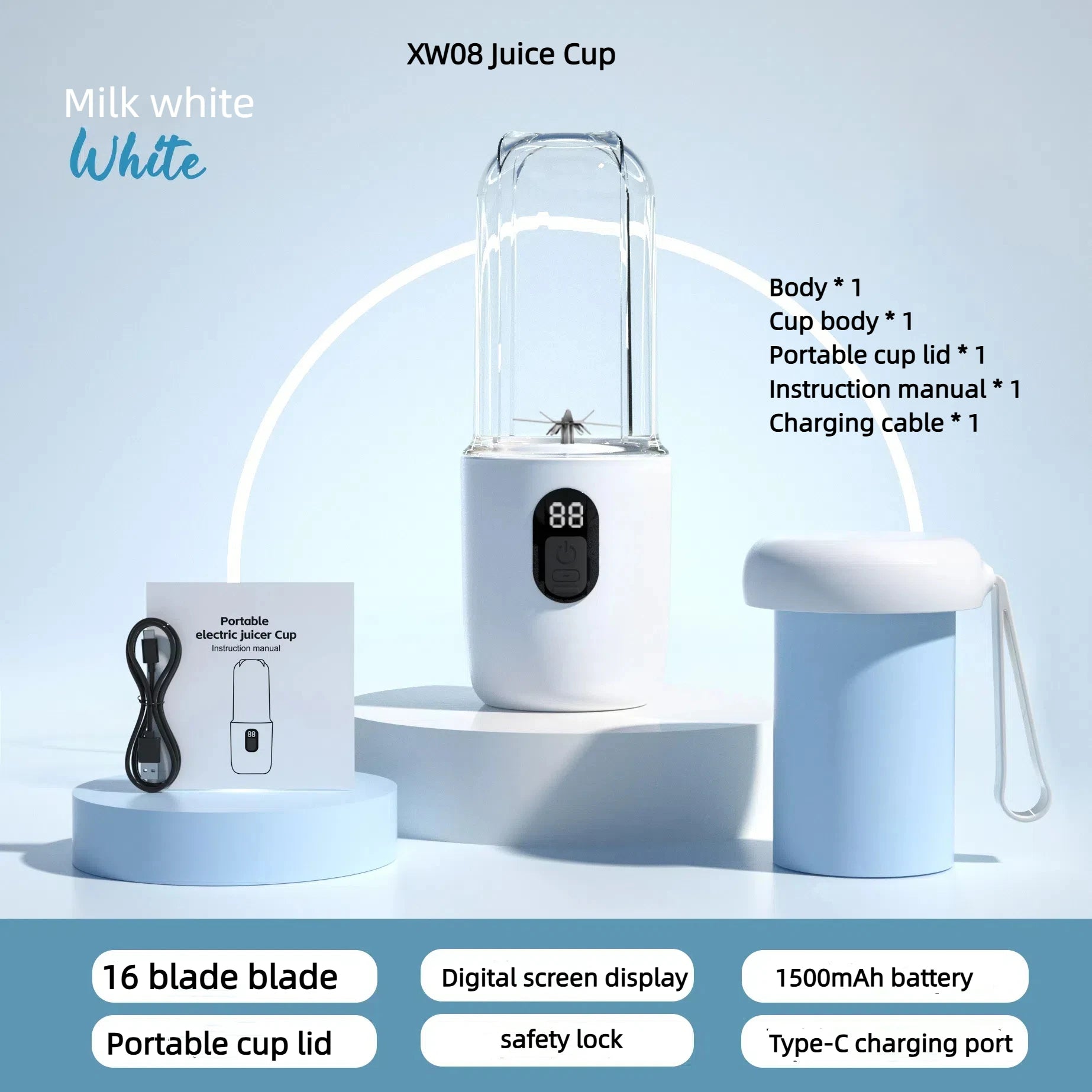 HOMEFISH 2PCS Juice Extractor Juice Cup Portable Rechargeable Small Juice Cup Home and Outdoor Multifunctional Juice Mixing