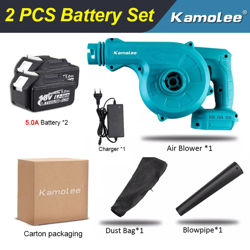 Kamolee Household Electric Leaf Blower 2 in 1 Vacuum Cleaner for Blowing Dust Computer Dust Cleaning Blower 18V-21V Power Tools