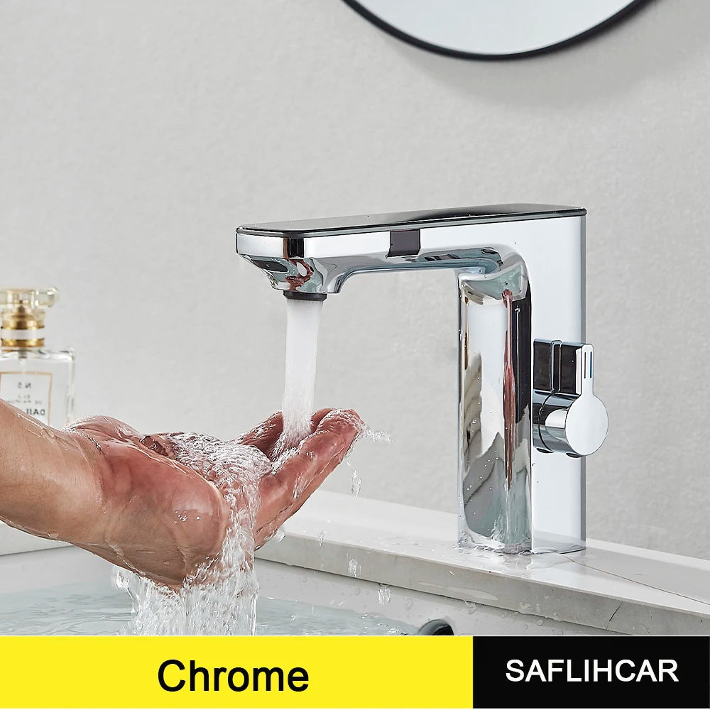White Smart Dual Sensor Basin Faucet - Hot/Cold Deck Mount