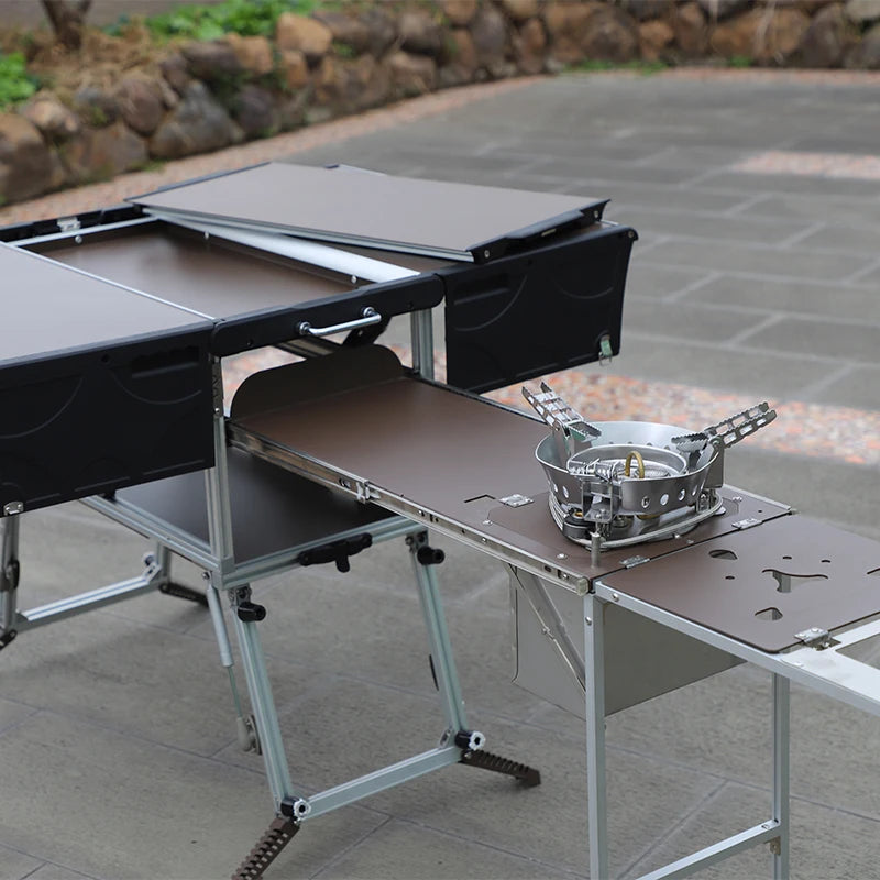 Camp Aluminum Kitchen and Rv Kitchen  Bulin C650-BBQ Outdoor  Equipped Picnic Table Folding Camping Stove Camping Mobile Kitchen