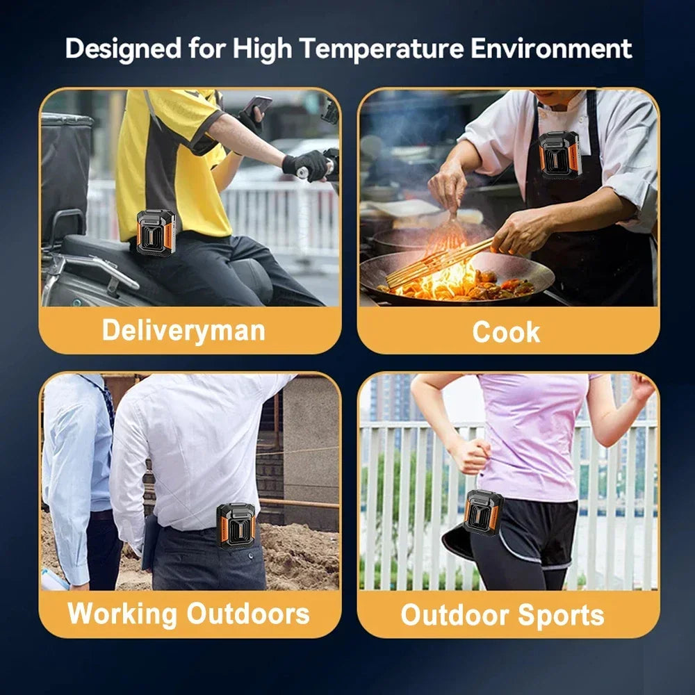 Portable Waist Fan, Rechargeable Hanging Neck Fan, Wearable Belt Shirt