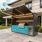 Customized 304 Stainless Steel Outdoor Kitchen Cabinets Bbq Grill with Microwave Stand Backyard Patio Garden Outdoor Kitchen