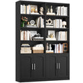 Getone Bookshelf Books wardrobe high wardrobe with 12 compartments 4 doors standing rack for living room office kitchen 115x27x185.5 cm