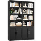 Getone Bookshelf Books wardrobe high wardrobe with 12 compartments 4 doors standing rack for living room office kitchen 115x27x185.5 cm