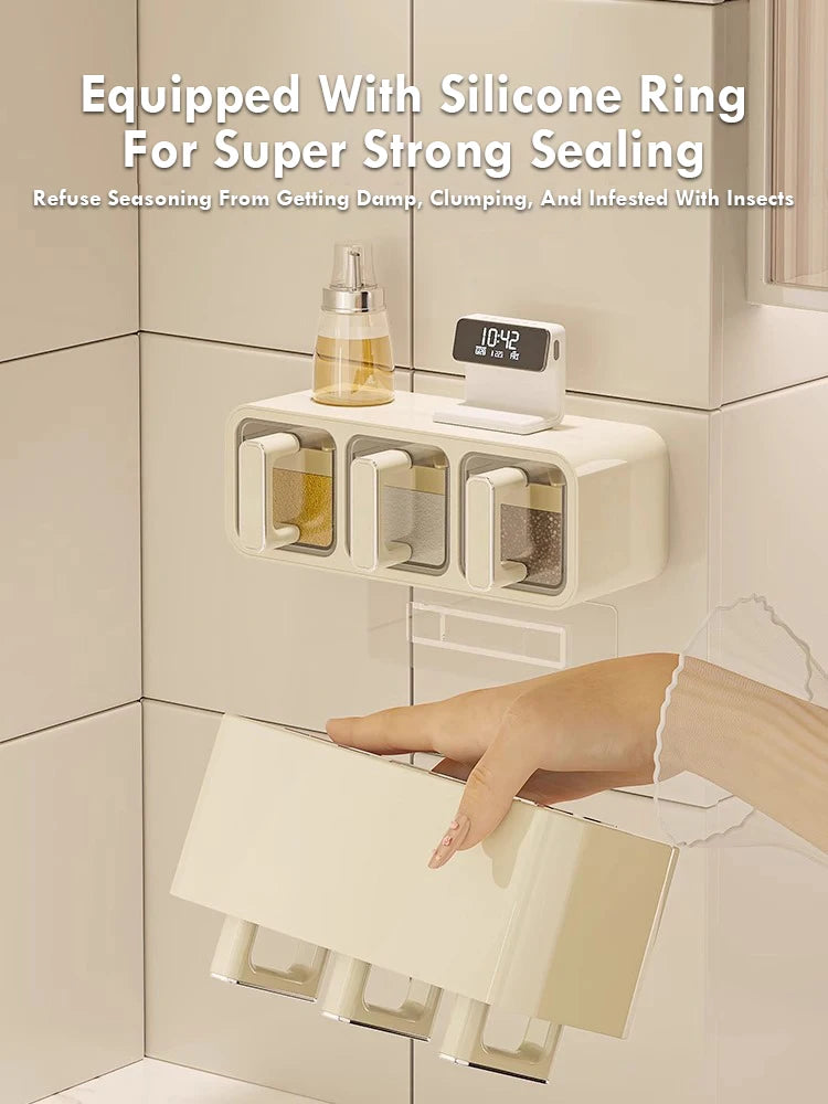 Kitchen Seasoning Storage Rack Combination Set Seasoning Tank Wall Mounted Non Perforated Seasoning Box Kitchen Accessories