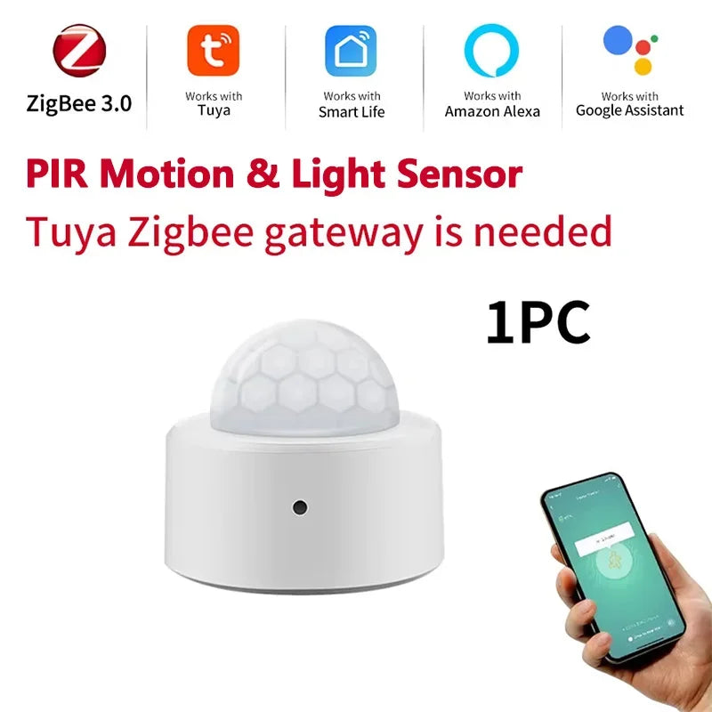 Tuya Zigbee PIR Motion Sensor & Light Detector Infrared Smart Sensor Wireless Home Alarm System Works with Alexa Smart Life App