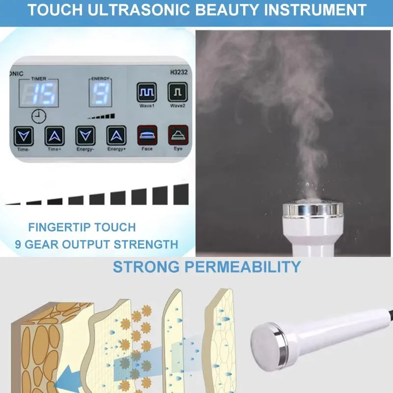 H3231 Ultrasonic Facial Massager Skin Care High Frequency Ultrasound Tightening Anti Aging Wrinkle Removal Salon Beauty Machine