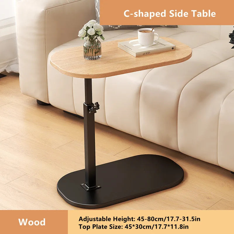 C-shaped Side Table, Small Coffee Table, Height Adjustable Side Table