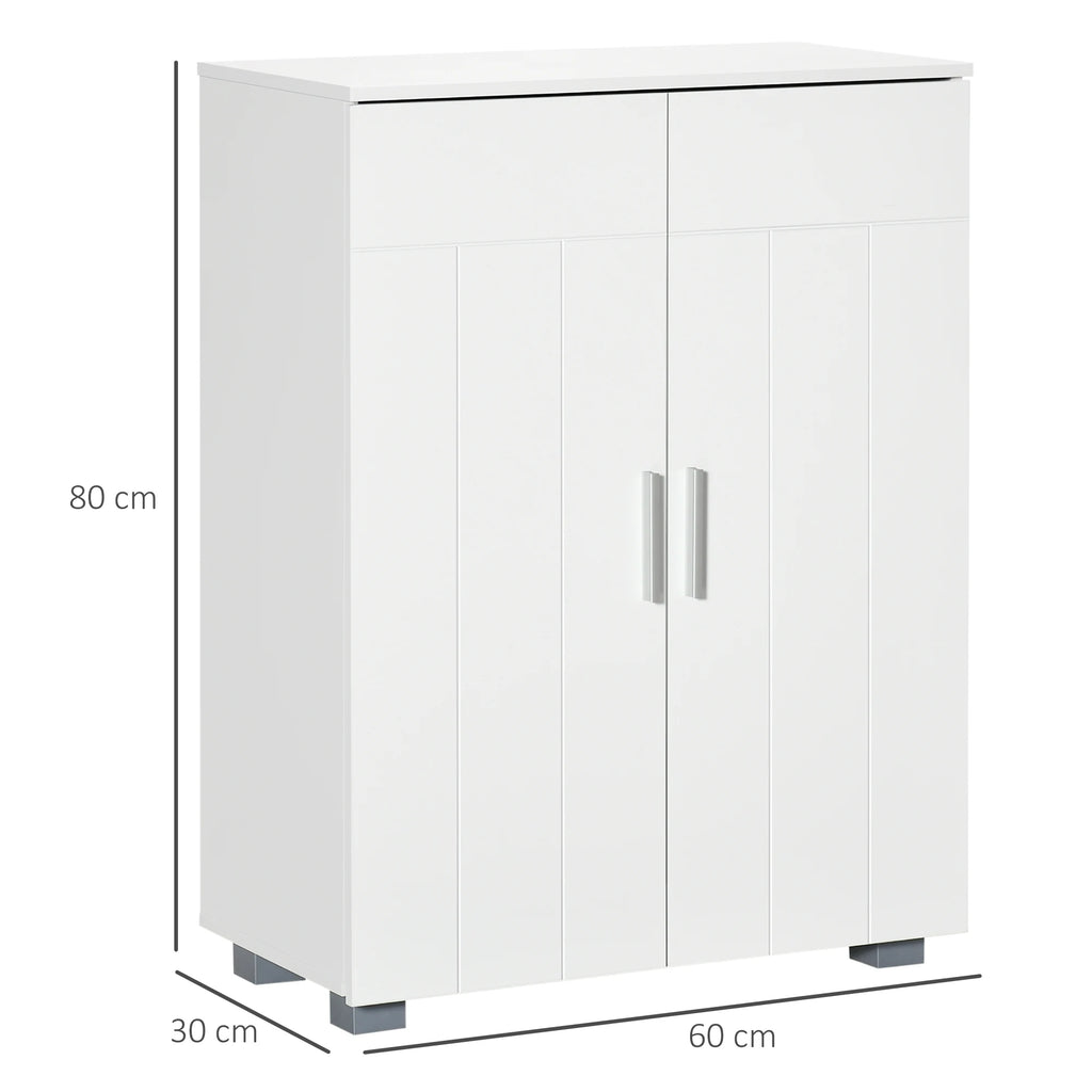 kleankin Modern Bathroom Cabinet, Freestanding Floor Cabinet w/ Storage, White