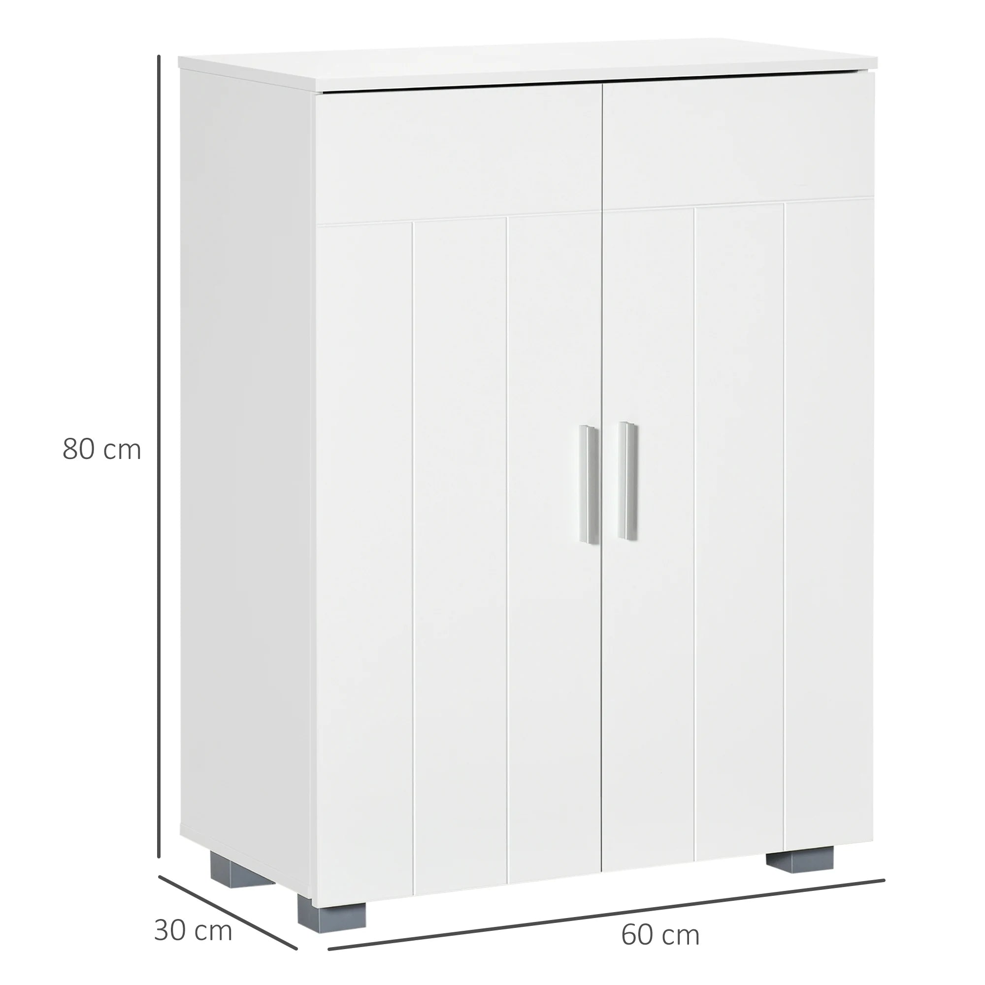 kleankin Modern Bathroom Cabinet, Freestanding Floor Cabinet w/ Storage, White