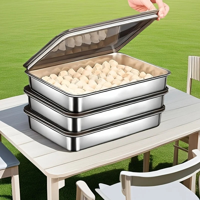 5Pcs Stainless Steel Food Containers, Leak-Proof Kitchens Accessories, Stores Knives, Stackable Kitchen Storage