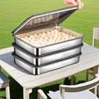 5Pcs Stainless Steel Food Containers, Leak-Proof Kitchens Accessories, Stores Knives, Stackable Kitchen Storage