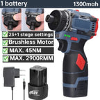 16.8V Brushless Screwdriver Lithium Electric Drill Rechargeable Hand Drill Screwdriver Electric Tool Torque Drill Repairing Kit