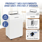 HUMSURE Electric Dehumidifier 25L/24H, Dehumidifier Basement Rooms wit