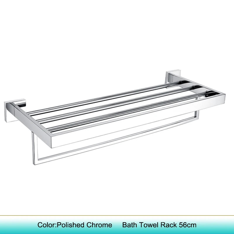 Chrome Polished WC Accessories Toilet Paper Holder Wall Hook Towel Bar Robe Hanger Rack Stainless Steel Bathroom Hardware Set