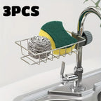 Kitchen Sink Drain Rack Adjustable Height Flexible Faucet Holder Sponge Storage Soap Drainer Organizer Bathroom KitchenAccessory