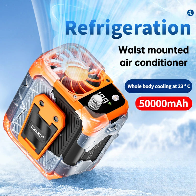 Mini high speed waist fan, bladeless USB hanging neck fan, outdoor mul