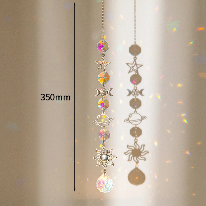 Brass Crystal Rainbow Crystal Hanging Pendants Suncatcher Moon Catcher Stained Glass Wind Chimes Home Garden Decor Kristalle