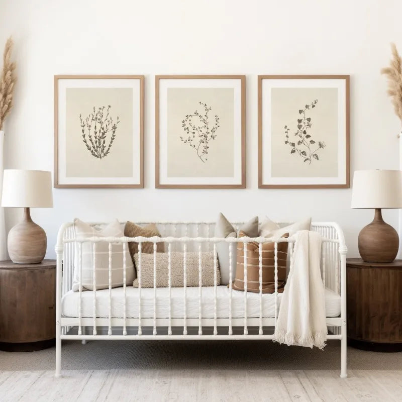 Vintage Neutral Floral Beige Botanical Flower Leaf Poster and Prints Canvas Printing Wall Art Picture for Living Room Home Decor