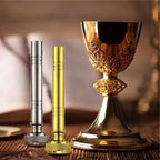 Christian Pocket Holy Water Sprinkler with Leather Storage Bag Religious Copper Holy Water Container Dispenser Travel Sprinkler